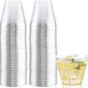 Hioasis 100Pcs 9OZ Clear Plastic Cups with silver Trim - Plastic Disposable Cups, Heavy Duty & BPA-free for Party, Wedding, Celebrations, 9oz_100pack