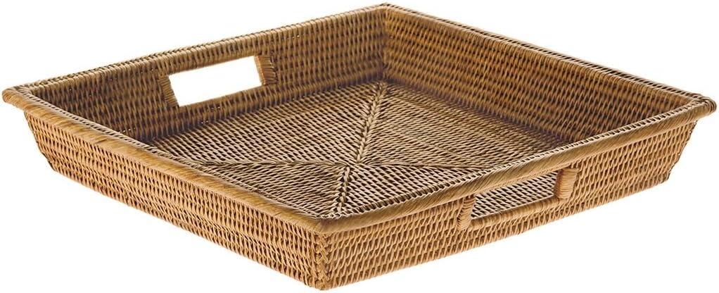 KOUBOO La Jolla Rattan Square Serving Baskets & Trays -Table Tray, Organize Your Home, Storage Tray for Kitchen, Dining & Coffee Tables, Honey Brown