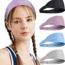 2 x Wide Headbands Headbands for Women Young Girls Non Slip Athletic Hair Bands for Small Head Ideal for Yoga Gym Running 4 Pack (black white blue purple)