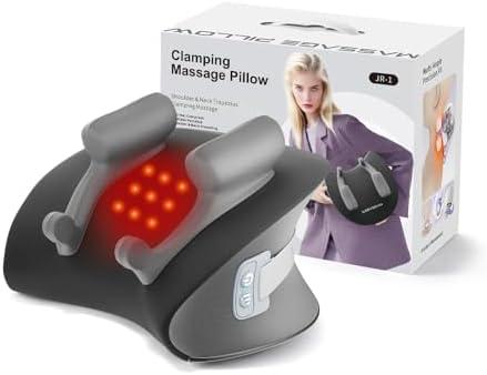 CRECAD Shiatsu Neck Massager with Heat, Electric Deep Tissue Kneading Massage Pillow with 10-Minute Timer for Full Body Muscle Pain Relief, Cordless Portable Cervical Traction Device (Black)