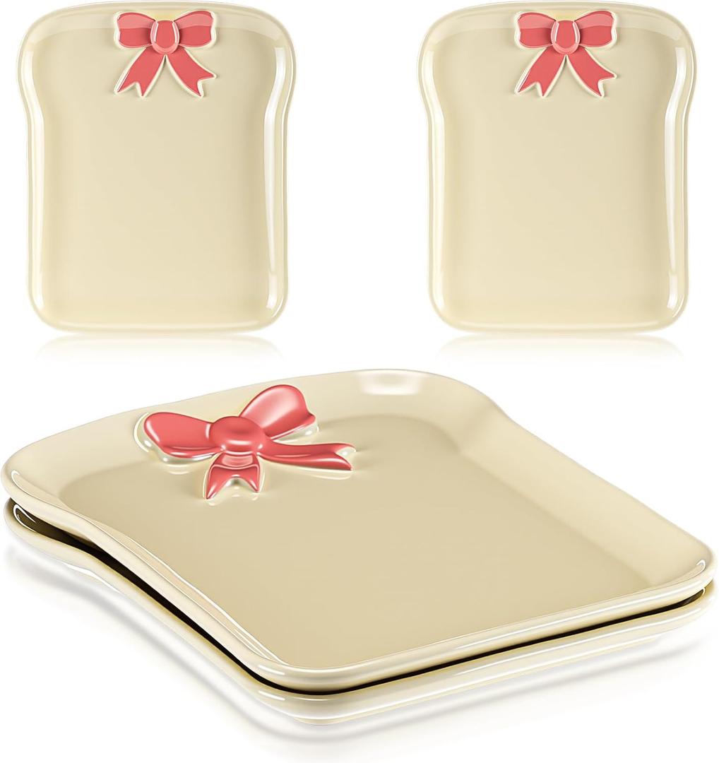LemonRoad 2 Pack Bow Plate Jewelry Trays Pink Jewelry Organizer for Storage, Rings, Bracelets, Earrings, Cosmetics