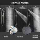 Veken 11.8" Brushed Nickel Rain Shower Head with Handheld, High Pressure Handheld Shower Heads with Multi Spray Modes,Rainfall Combo with 15" Metal Extension Arm,Detachable Dual Shower,Regaderas Para