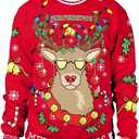 Colorful House Unisex's Ugly Christmas Jumper Sweater Printed Pullover,3D Funny Digital Print Sweatshirt Suit for Men Woman (Red Reindeer)