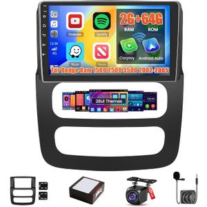 2+64G Screen for Dodge Ram 1500 2500 3500 2002 2003 2004 2005 CarPlay Stereo Android 15 Car Radio 9" Touchscreen Android Auto Backup Camera GPS FM RDS DSP 26UI