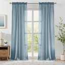 Melodieux Blue Sheer Curtains 84 Inches Long 2 Panels for Bedroom Living Room, Natural Cotton Textured Light Filtering Window Sheer Curtains, Rustic Rod Pocket Crinkle Voile Drapes, 52" W x 84" L