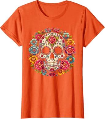De Los Muertos Dead Sugar Skull Halloween Women Costume T-Shirt S