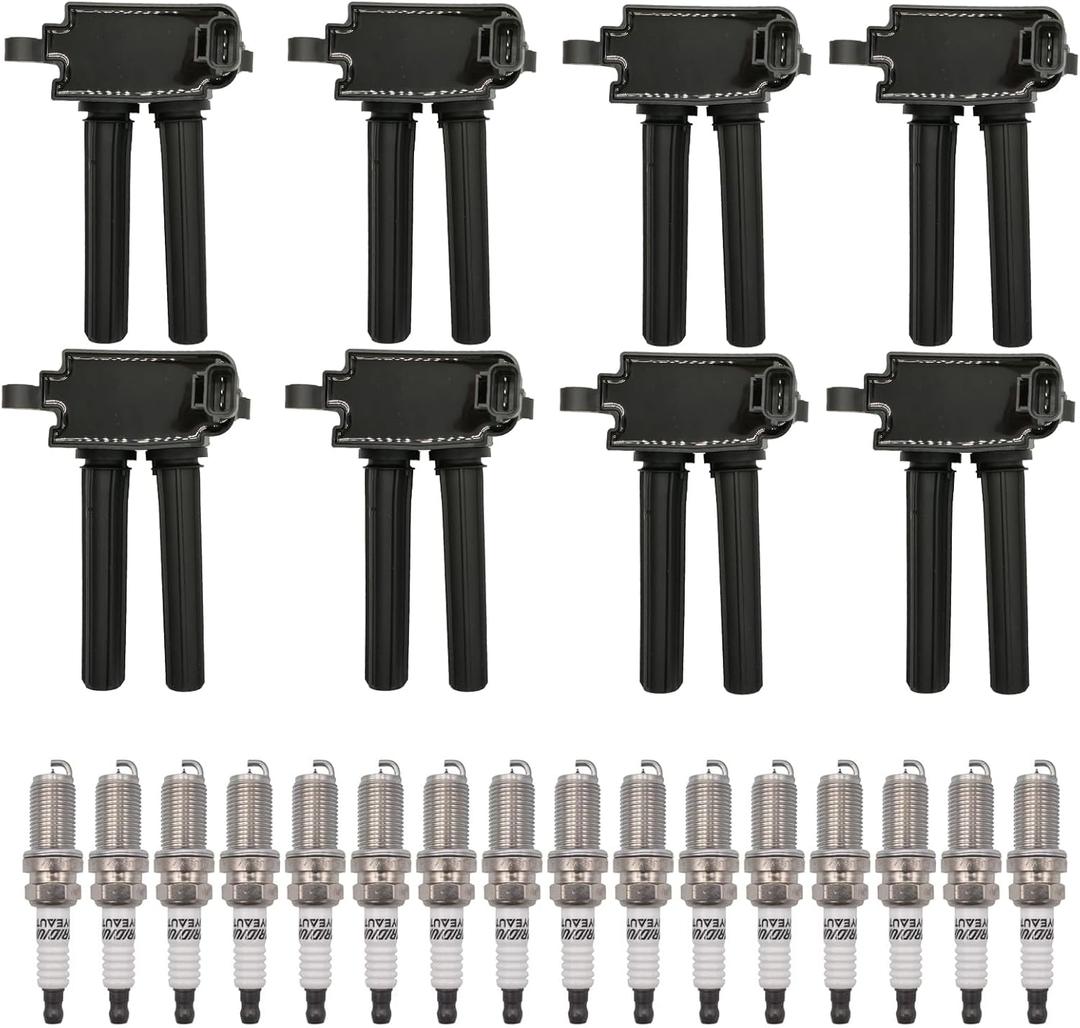UF504 Ignition Coil Pack 56029129AA and Iridium Spark Plugs Set Of 8 Fit For Ram 1500,2500,3500,4500 2011-2020&Dodge Charger 2005-2020&Jeep Grand Cherokee 2006-2020&Chrysler 300 2005-2020 5.7L 6.4L V8