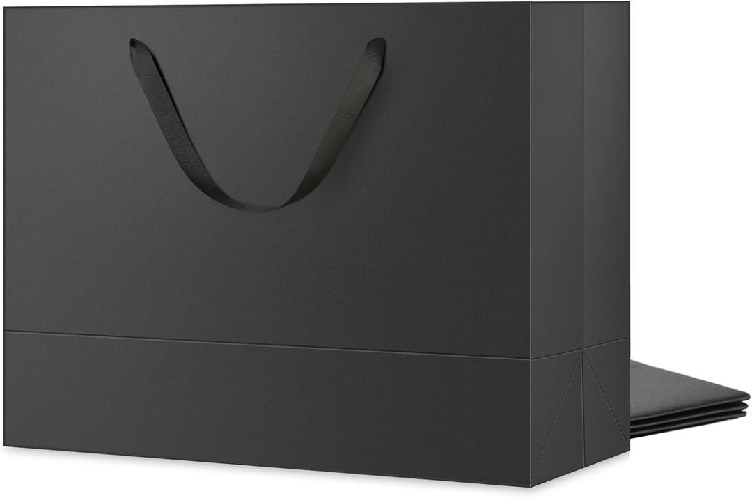 JINMING 4 Extra Large Gift Bags 16x6x12 Inches, Matte Black Gift Bags, Premium Gift Bags with Handles for Mother's Day, Father's Day and All Occasions