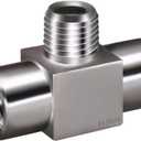 Stainless Steel 304 Tee Pipe Fitting, NPT 1/4 Female x Male x Female Thread, 3-Way T Adapter, Heavy Duty 4350 PSI, for Fuel System and Air Supply Line