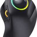 JOMAA Wireless Bluetooth Computer Trackball Mouse with RGB Backlight,Finger Control, 3 Device Switch, Silent Rechargeable Ergonomic Drawing Office Mouse for Laptop, Desktop Computer, Tablet Phone