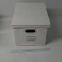 Oterri File Organizer Box,Filing Box with Lid,File Box for Letter/Legal File Folder Storage, Portable Hanging File Box for Office/Decor/Home,1 Pack, White(Leather),Box only
