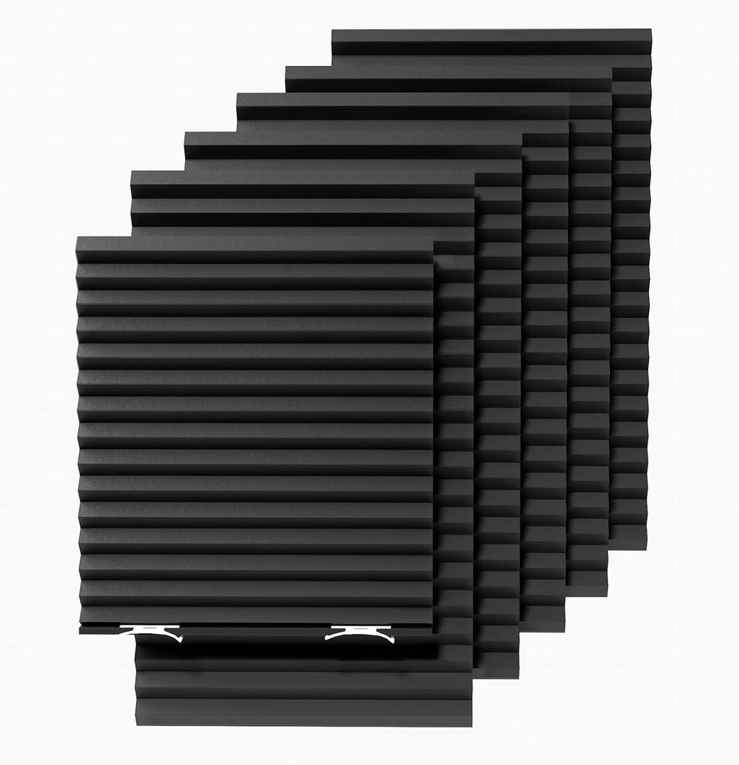 6 Packs Blackout Blinds, Temporary Blinds for Windows, Easy to Cut and Install, Window Shade 36" W x 72" L, Black Out Window Cover with 12 Clips, Black