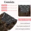 KooKaStyle Clip in Synthetic Hair Extensions Long Wavy 4PCS Thick Hairpieces Chestnut Brown Fiber Double Weft Natural Hair Extensions 20 Inch for Women