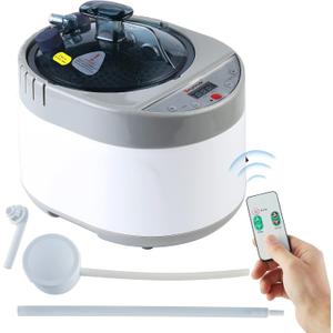 Smartmak Sauna Steamer, Portable 4L Upgrated Steam Pot Generator with Remote Control, Spa Machine with Timer Display Herbal Box for Steam Saunas, 110V US Plug- Grey (Grey01)