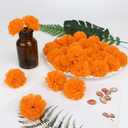 80 Pcs Artificial Marigold Flowers,2" Silk Marigold Flower Heads with Stems,Orange Flowers Artificial for Diwali Decor,Indian Wedding,Home,DIY Wreath Garland,Day of The Dead Decorations