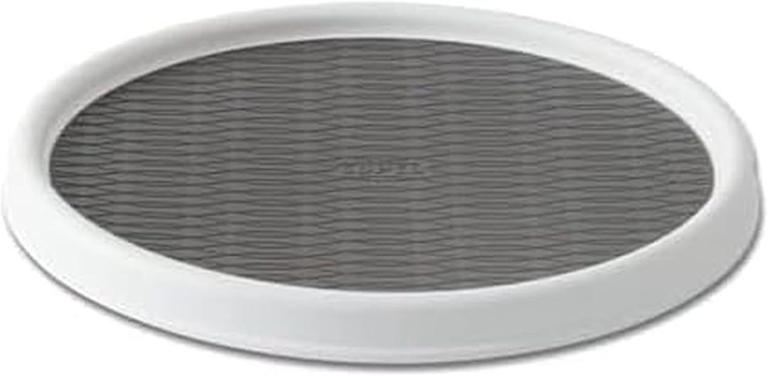 Copco Basics Non-Skid Pantry Cabinet Lazy Susan Turntable, 12-Inch, White/Gray, 1 Count (Pack of 1)