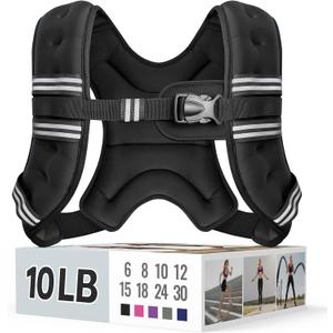Zeerun Weighted Vest for Women & Men with Reflective Stripe and Adjustable Buckle, Comfortable & Durable Rucking Vest for Walking, Running & Strength Training, 10Lbs 