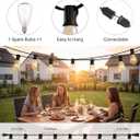 10Ft Outdoor String Lights,Black Edison String Lights with 11 Clear Edison Bulbs (1 Spare) UL Listed,Hanging Lights for Outside Patio Wedding Garden Porch Backyard Party Deck Yard