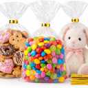 WIKDAY Cellophane Bags 100 PCS 6x10 Inches Clear Gift Gags with Ties Plastic Treat Party Favor Candy Bags for Gift Giving, Packaging Snack, Products
