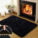 Mugorn Black Rugs for Bedroom, 2x3 Feet Fluffy Area Rugs for Living Room, Soft Shag Kids Rug Small Carpet for Nursery, Bedside, Indoor, Dorm Decor (2ft x 3ft, Black)