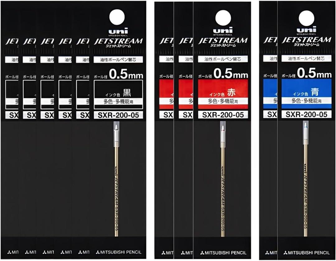 Mitsubishi pencil jet stream for PRIME replacement Wick SXR-200-05 mix free 10 pieces set (black, red, blue)
