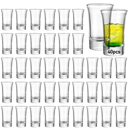 Aoeoe 39 Pack Shot Glass Bulk Set with Heavy Base, 1.5 Ounce Whiskey Shot Glasses, Clear Shot Glasses Set, Round Shot Glass Bulk, Small Shot Cups for Vodka, Whiskey, Tequila, Espresso, Liquor