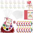 Wonderjune 74 Pcs Valentine's Gift Mini Painting Set - Watercolor Paints with Valentines Cards Easel, 8 Colors Watercolor Paints for Valentine Party Favor Exchange Gifts Art Supplies