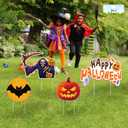 Yard Expressions 4pc Spooky Happy Halloween Yard Signs with Stakes - Easy to Install Halloween Yard Sign - Large 16" Waterproof Halloween Sign Yard  Durable, Reusable & Colorful Happy Halloween Lawn Sign