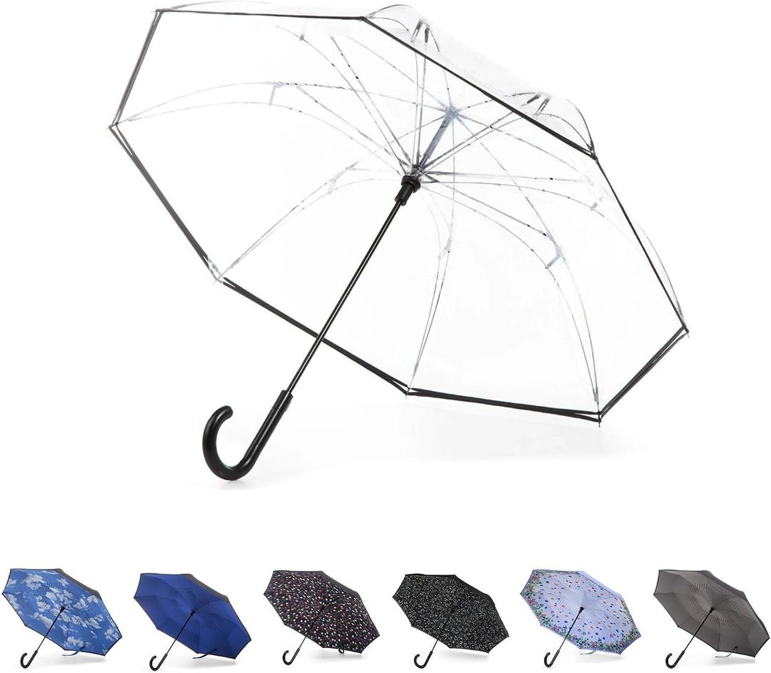 Totes Auto Reverse Close Windproof Stick Inbrella with Water Repellent Protection, One Size