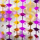 Mega-L 2026 Graduation Party Decorations, 2 Pack Purple and Gold Foil Fringe Curtain 3.3x6.6 ft, Tinsel Streamer, Graduation Photo Booth Prop Streamer Backdrop for High School College University Party