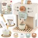 Airlab Toy Coffee Maker for Kids Wooden Kitchen Accessories Pretend Play Toddler Coffee Playset for Girls Boys Ages 3 4 5 Years Birthday Gifts, child-size