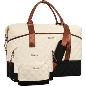 Weekender Bag, Large Travel Duffel Bag for Women, Carry on Overnight Bag with Shoe Compartment and Toiletry Bags