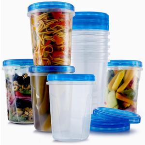 10 Pack Leakproof Freezer Containers for Food with Twist Top Lids - 32 Oz BPA Free Reusable Plastic Soup Containers with Screw On Lids - Ideal for Meal Prep, Leftovers & Pantry Organization