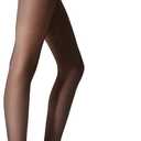 MARILYN Erotic Silicone Lace Band Low Waist Hipster 15 Denier Vita Bassa European Pantyhose (Black, L)