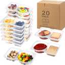 3 x 20 PCS Snack Containers with Lid,reusable snack containers with lids,Leakproof Dipping Containers with Compartments,snackle box container,snack pack containers,Double Compartment Condiment Containers