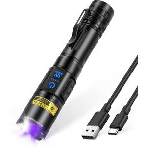 DARKBEAM UV Flashlight Blacklight 395nm Black Light, High Lumens LED Flashlights USB Rechargeable Super Bright for Camping, Powerful Woods Lamp Pet Urine, Uranium Glass Detector, Resin Curing