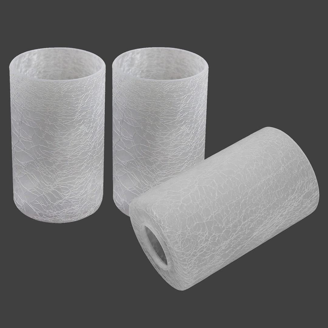 3 Pack Frosted Cracked Glass Shade, Cylinder Light Fixture Replacement Globe or Cover with 1-5/8-Inch Fitter for Chandelier Wall Sconce Pendant Light, G0074