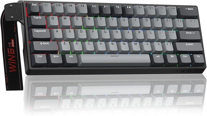 AULA WIN60 HE PRO 60% Mechanical Gaming Keyboard Wired, Magnetic Switch Hot Swappable, Adjustable Actuation Rapid Trigger Mode, 8000Hz Polling Rate, RGB Small Keyboard 60 Percent Compact Design for PC