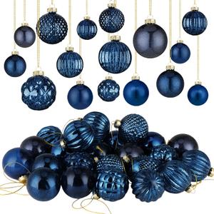 Liliful 24 Pcs Navy Blue Glass Christmas Ball Ornaments Christmas Tree Decoration Hanging Balls Neutral Vintage Mercury Ornament for Xmas Festival Home Wedding Holiday Farmhouse Party Decor, 2.36 Inch