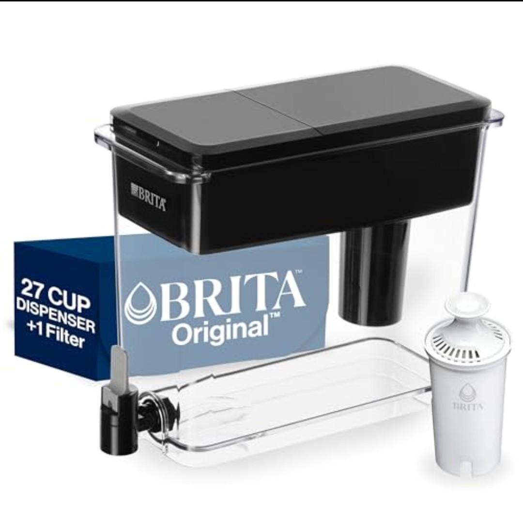 Brita UltraMax Large Water Dispenser With Standard Filter, BPA-Free, Reduces Copper, Cadmium and Mercury Impurities, Lasts 2 Months or 40 Gallons, Includes 1 Filter, Kitchen Accessories, Large 27-Cup