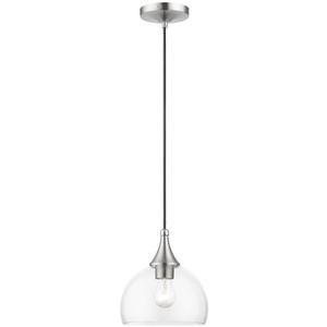Livex Lighting, 53641-91, Glendon, Glass Pendant, Brushed Nickel with Polished Chrome Finish Accents