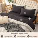 PURE ERA Jersey Knit 4pc Bed Sheet Set 100% T-Shirt Cotton Super Soft Comfy Breathable Fits Mattress Up to 20" Extra Deep Pocket (Solid Deep Brown, Queen)