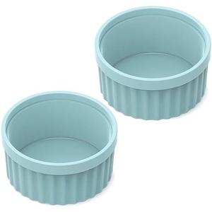 Silicone Ramekins 8 oz Oven Safe, 2Pcs Creme Brulee Ramekins 8 oz, 4 inch Silicone Ramekin for Baking Souffle, Custard, Pudding