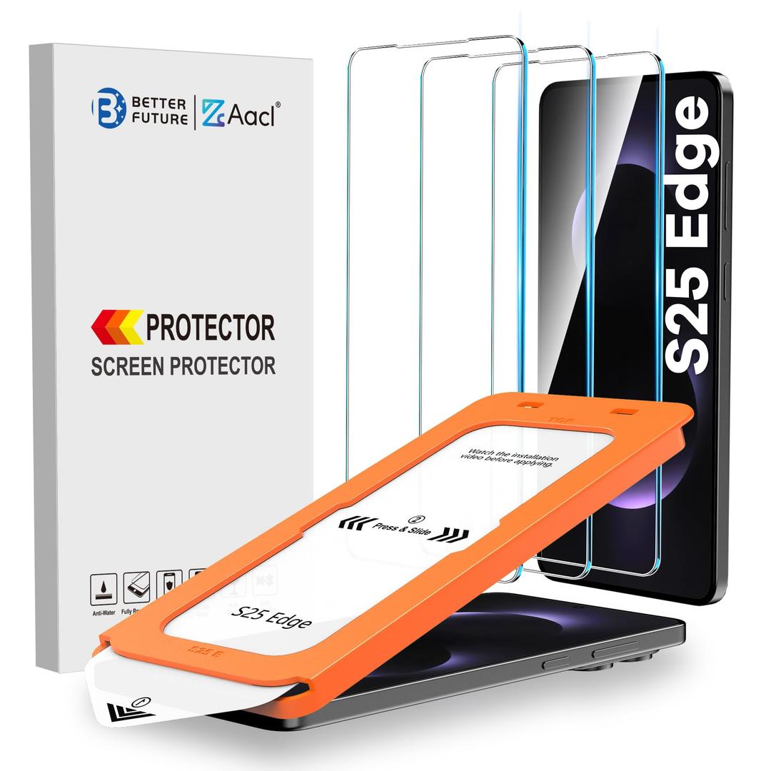 AACL 3-Pack for Samsung Galaxy S25 Edge Screen Protector Tempered Glass with Auto Dust-Elimination, Easy Installation, Bubble Free, Anti Scratch for Galaxy S25 Edge Screen Protector 5G