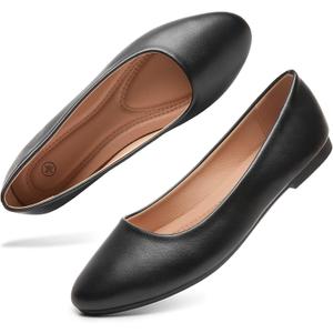 Hash Bubbie Women's Flats Shoes Ballet Flats Dress Shoes Comfortable PU Leather Slip on Shoes for Women (11, Black)