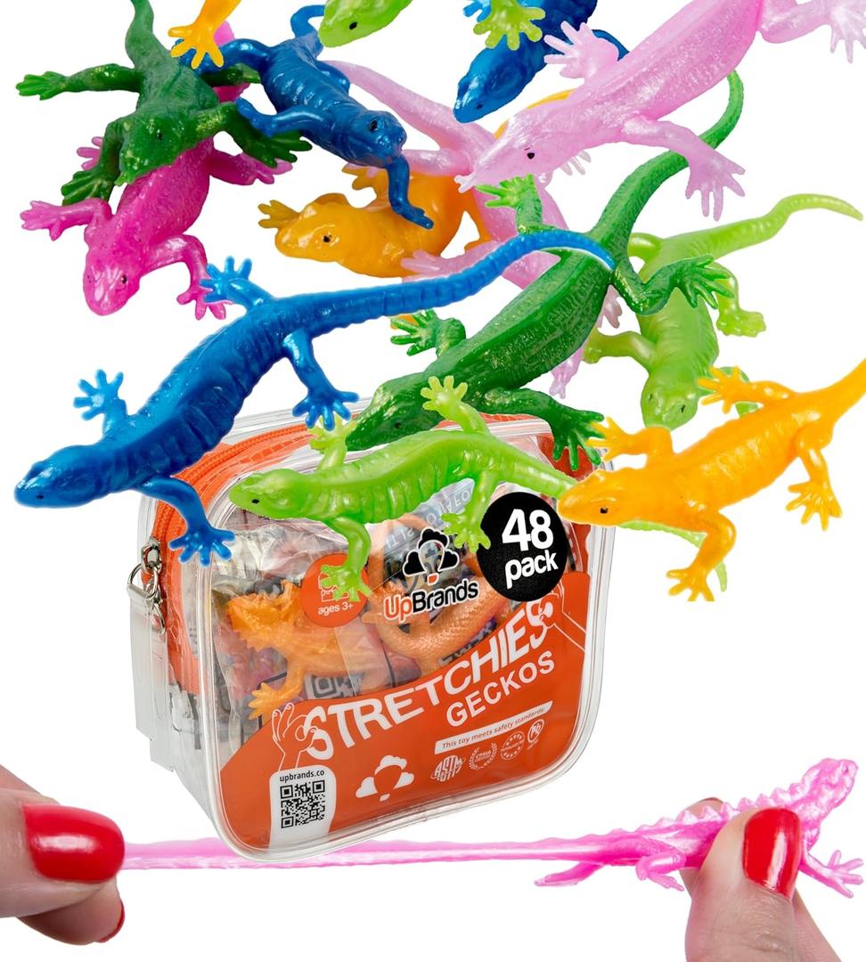 UpBrands Rubber Lizards Toys Bulk Set, Preschool Valentine Gifts, Kit for Birthday Party Favors for Kids, Goodie Bags, Pinata Filler, Students Classroom Valentines Day Gifts for Kids (48 Pack)