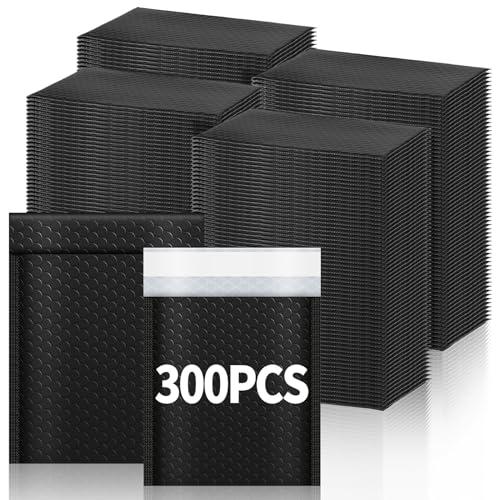 Tenceur 300 Pcs Bubble Mailers Padded Envelopes Small 4 x 8 Inches and 6 x 10 Inches Bubble Envelopes Strong Adhesion Packaging Bags Waterproof Shipping Bags Mailing Supplies for Small Business(Black)