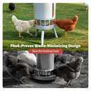 KOL 50LB Metal Chicken Feeder - No Waste, No Clog Design with 16 Ports & Smooth Gravity-Flow, Powder Coated Rust-Proof for Coop Use (Jade White)