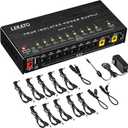 LEKATO Guitar Pedal Power Supply, True Isolated Pedal Power Supply with 10 Ports, USB Port, Short Circuit Protection, Guitar Pedal Power DC Output 9V 12V 18V for Effect Pedal