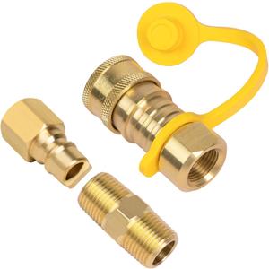 GASPRO 3/8 Inch Natural Gas Quick Connect Fittings, Natural and Propane Gas Hose Plug Set, 100% Solid Brass